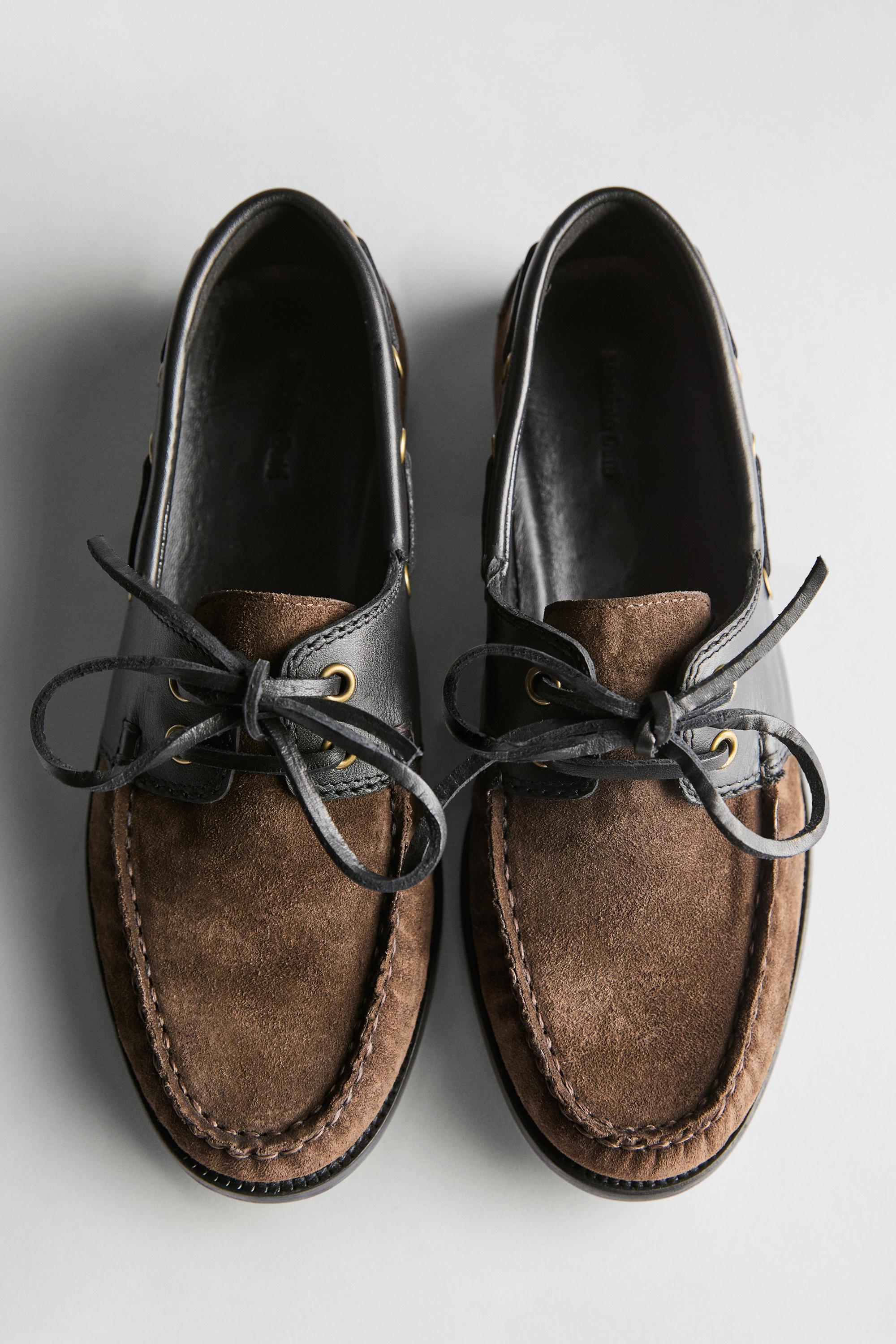 Mocassins bateau cuir combinés